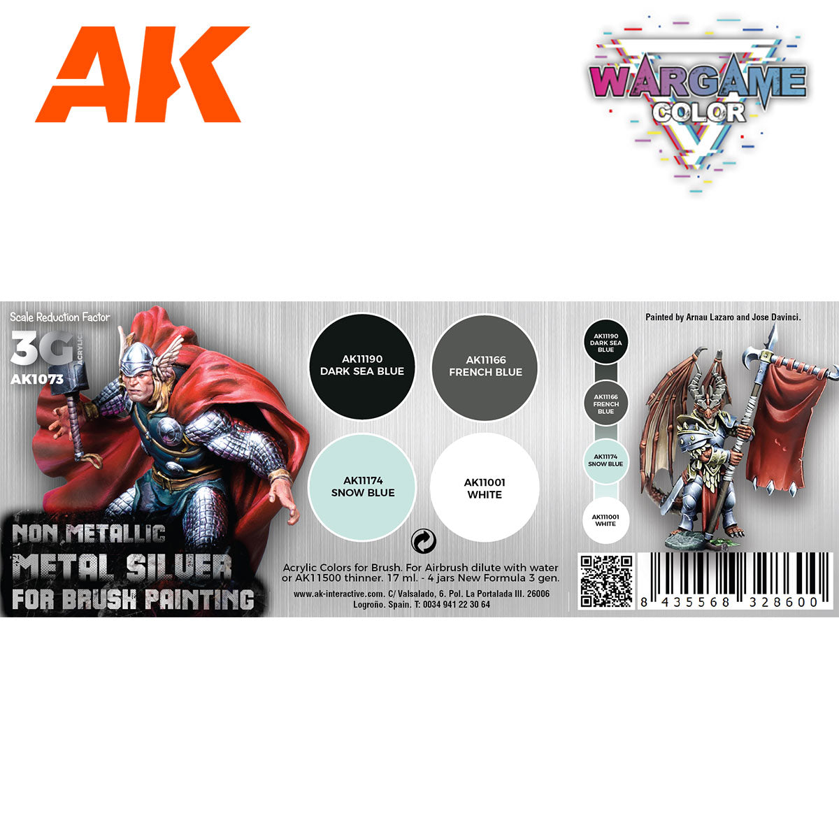 WARGAME COLOR SET. NON METALLIC METAL SILVER (WITH BRUSH). - vista 2 - AK