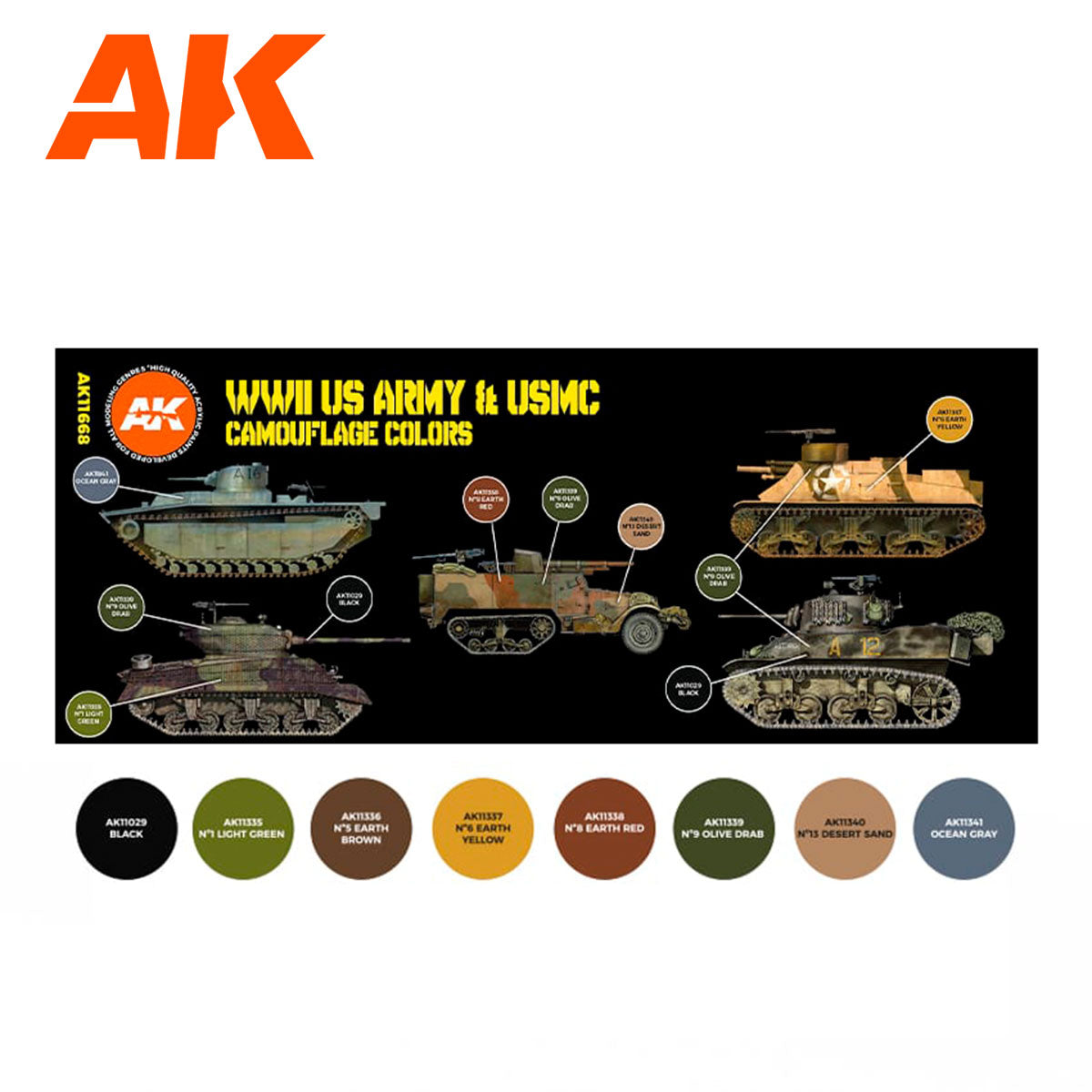 WWII US ARMY AND USMC CAMOUFLAGE COLORS - vista 2 - AK