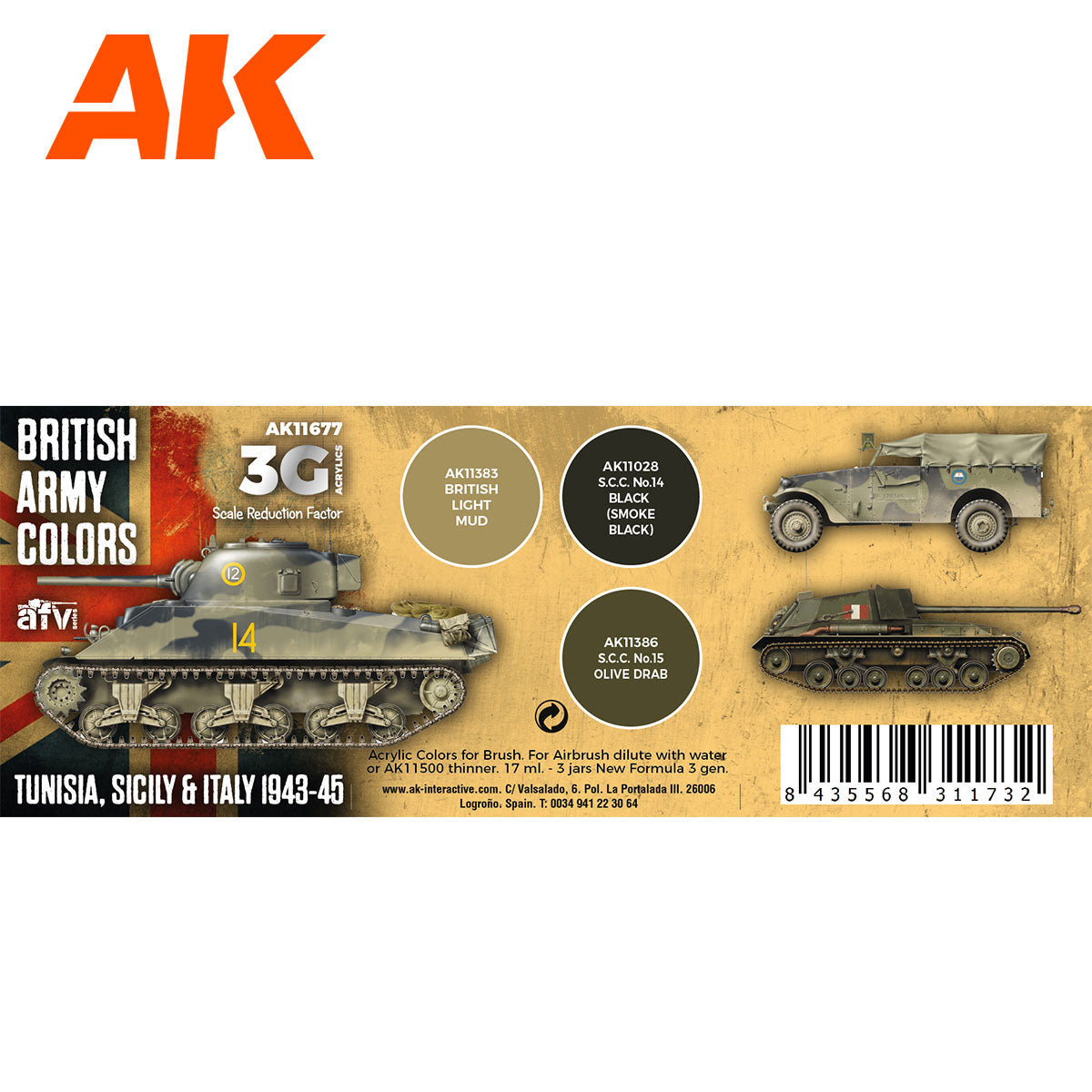 BRITISH ARMY COLORS: TUNISIA, SICILY & ITALY 1943-45 - vista 2 - AK