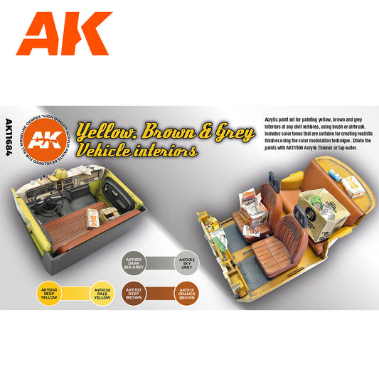 YELLOW, BROWN & GREY VEHICLE INTERIORS