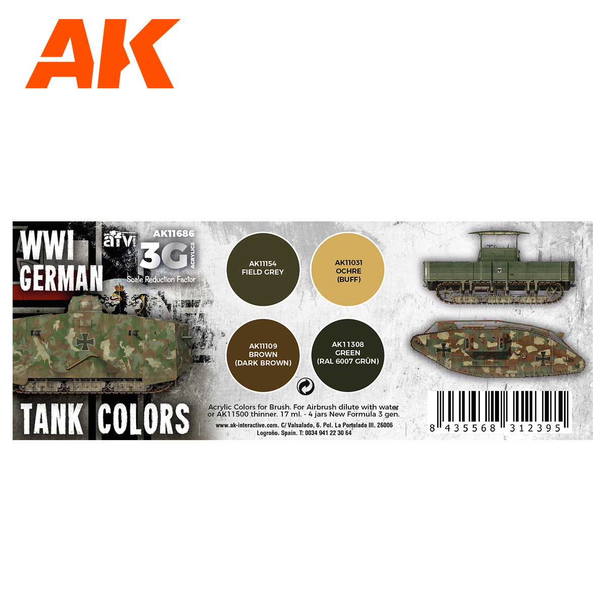 COLORES DE TANQUES ALEMANES DE LA WWI - vista 2 - AK