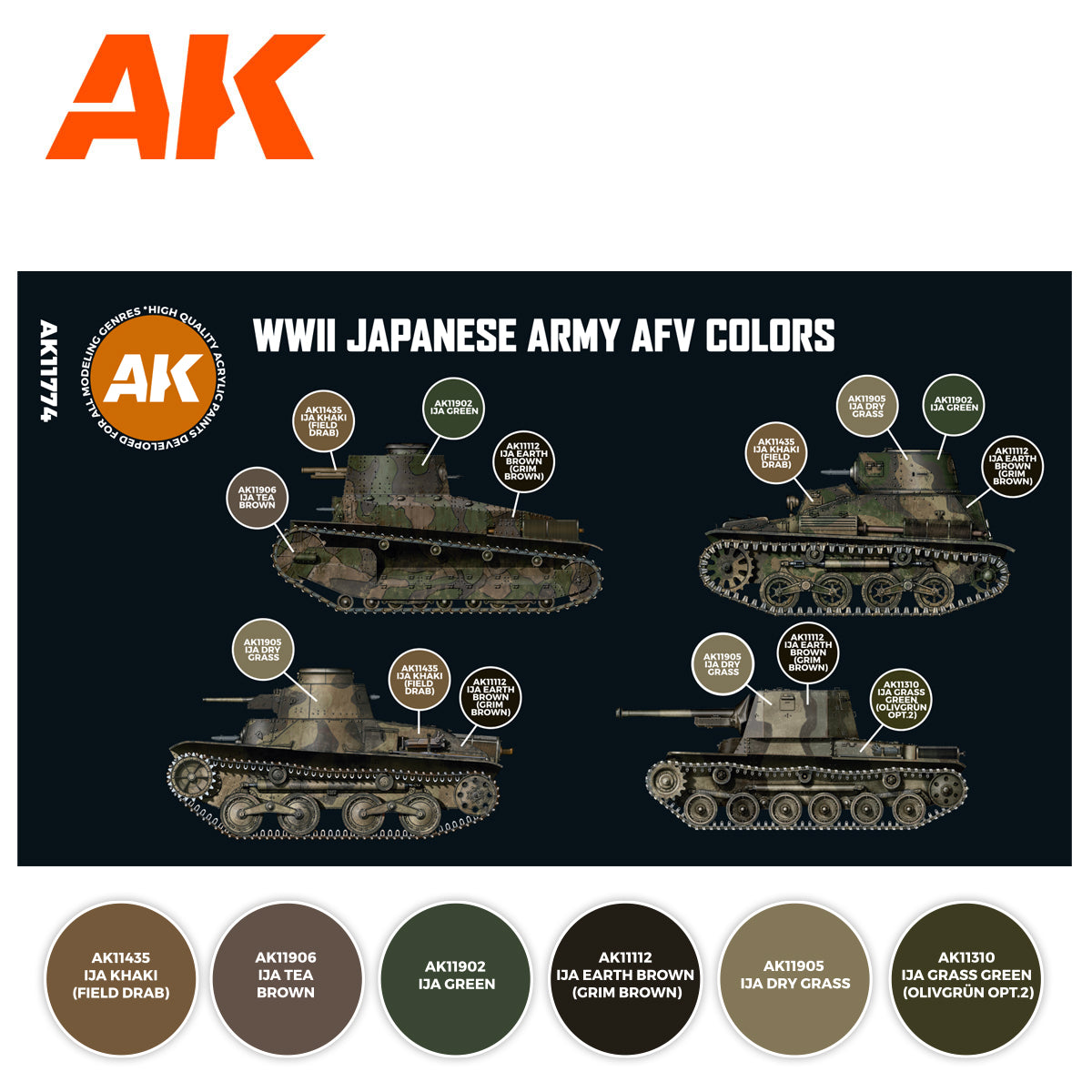 WWII Japanese Army AFV Colors SET 3G - vista 2 - AK