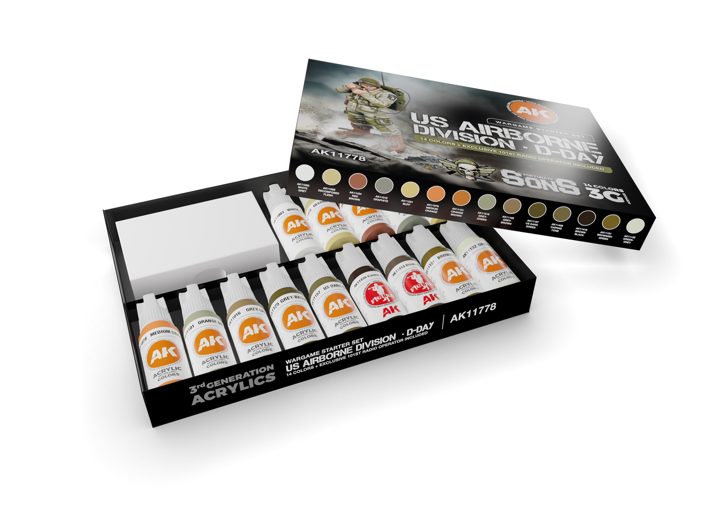 US AEROTRANSPORTADA DIVISION, DIA-D WARGAME SET INICIACION 14 COLORES & 1 FIGURA (EXCLUSIVO 101ST OPERADOR RADIO) - vista 2 -