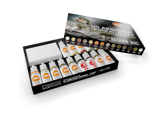 US AEROTRANSPORTADA DIVISION, DIA-D WARGAME SET INICIACION 14 COLORES & 1 FIGURA (EXCLUSIVO 101ST OPERADOR RADIO)