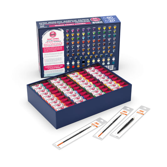 QUICK PAINT COMBO-100 COLORS (80 QUICK GEN +20 3GEN +3 FREE BRUSHES +1 MEDIUM 18ML)