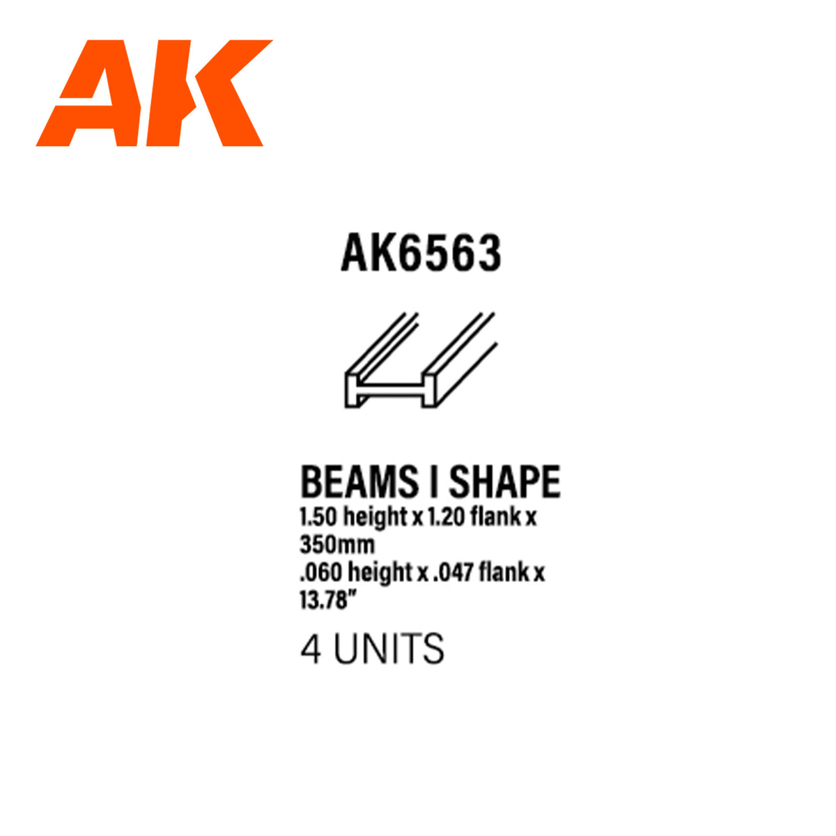 BEAMS I SHAPE 1.50 x 1.20 x 350mm – STYRENE – (4 units) - vista 2 - AK