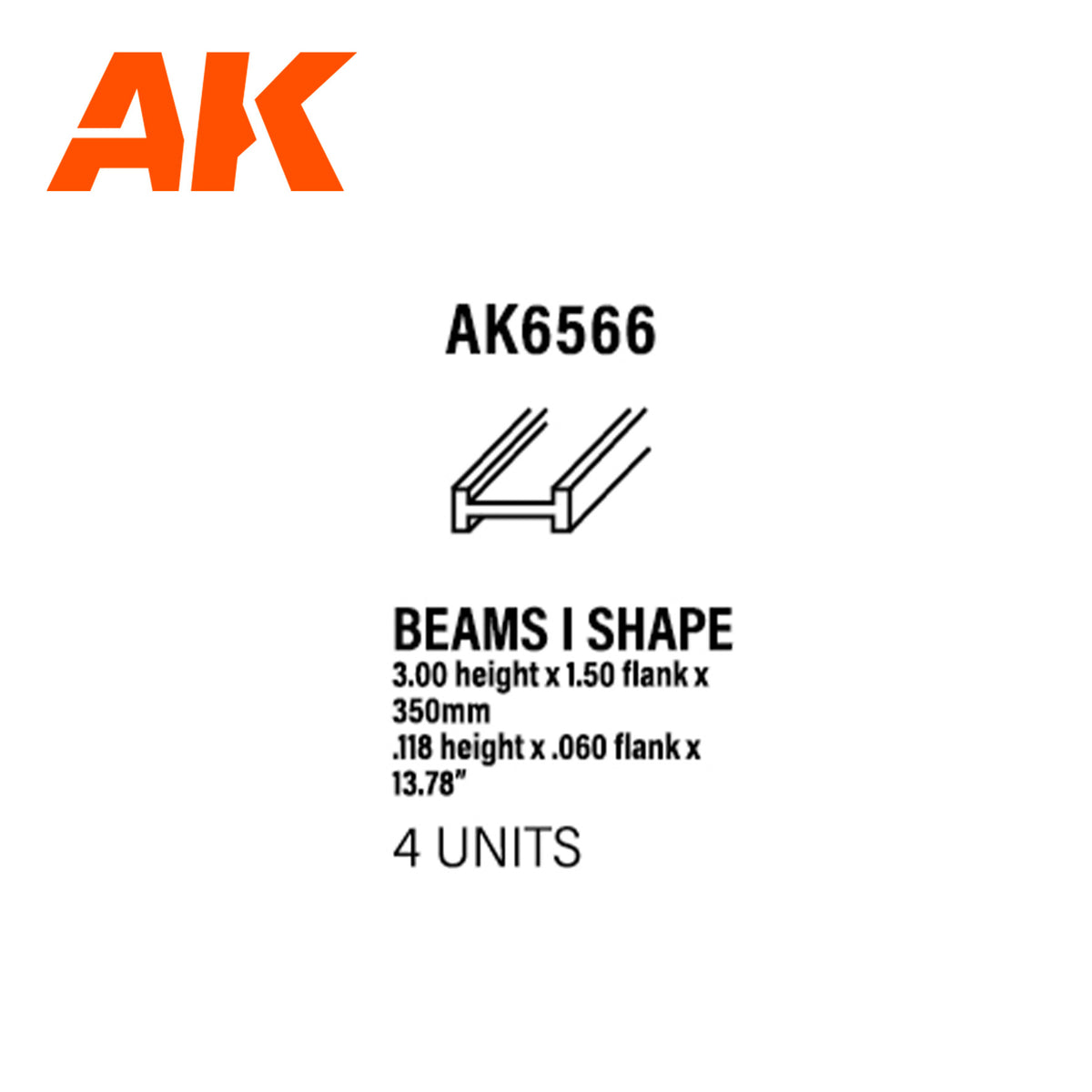 BEAMS I SHAPE 3.00 x 1.50 x 350mm – STYRENE – (4 units) - vista 2 - AK