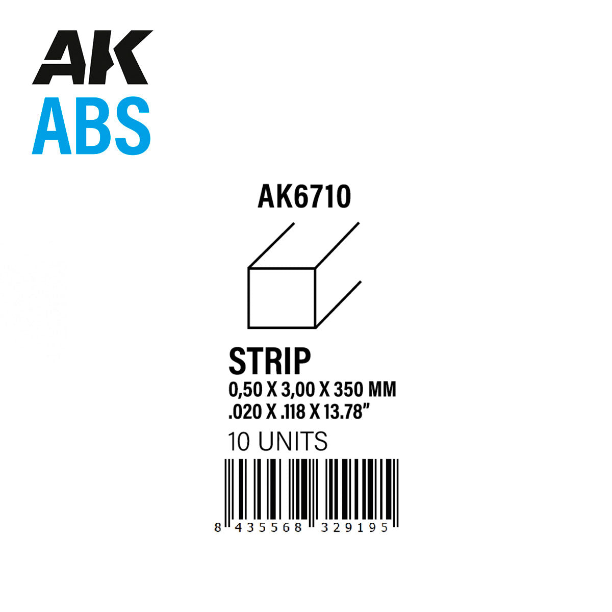 Strips 0.50 x 3.00 x 350mm – ABS STRIP – 10 units per bag / por bolsa - vista 2 - AK