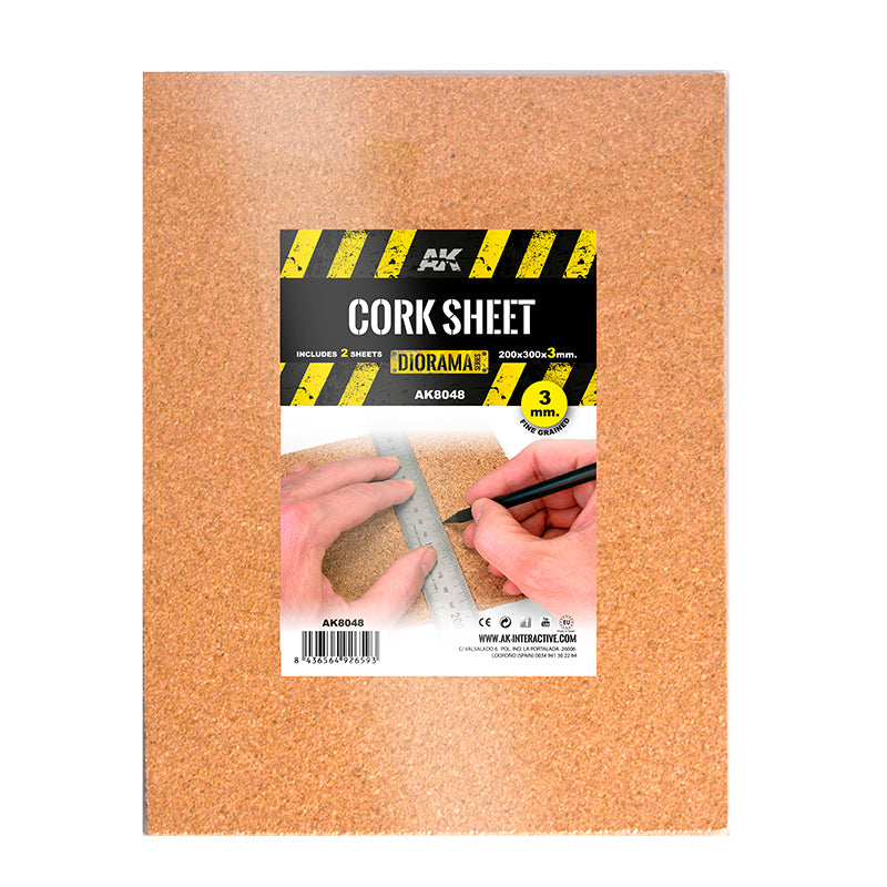 Plancha de corcho – grano FINO 200x300x3mm - AK