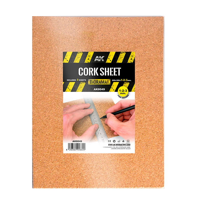 Plancha de corcho – grano FINO 200x300x1-2-3mm - AK