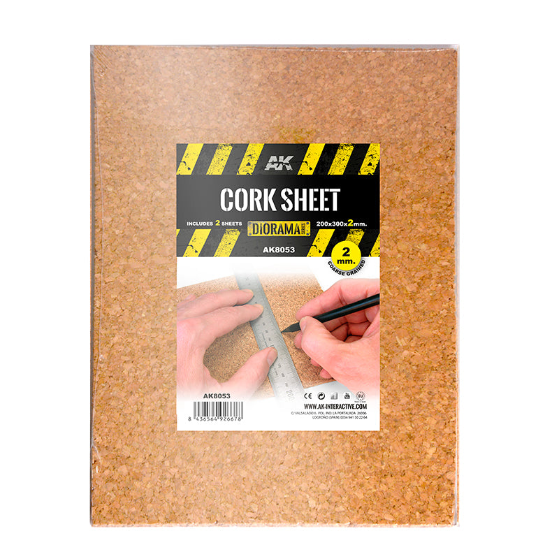 Plancha de corcho – grano GRUESO 200x300x2mm - AK