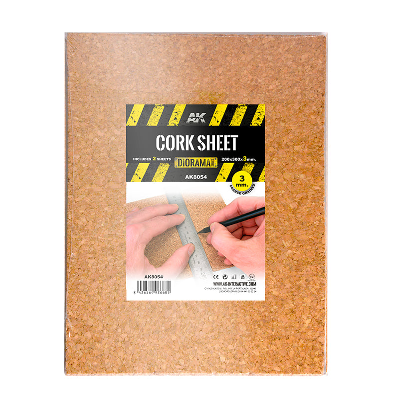 Plancha de corcho – grano GRUESO 200x300x3mm - AK