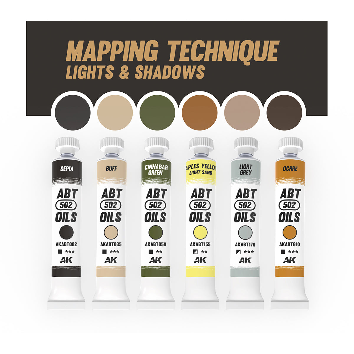 MAPPING TECHNIQUE LIGHTS AND SHADOWS SET - ABT 502 OILS - vista 2 - AK