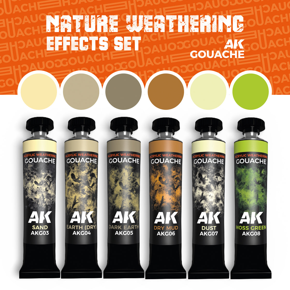 NATURE WEATHERING EFFECTS SET - AK GOUACHES - vista 2 - AK