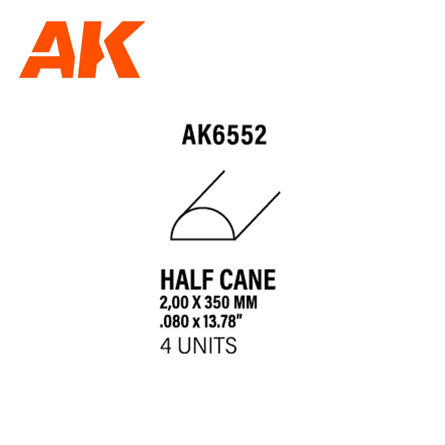 Half cane 2.00 x 350mm – STYRENE HALF CANE – (4 units) - vista 3 - AK