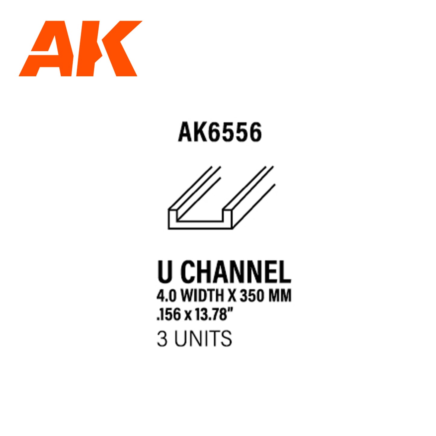 U Channel 4.0 width x 350mm – STYRENE U CHANNEL – (3 units) - vista 3 - AK