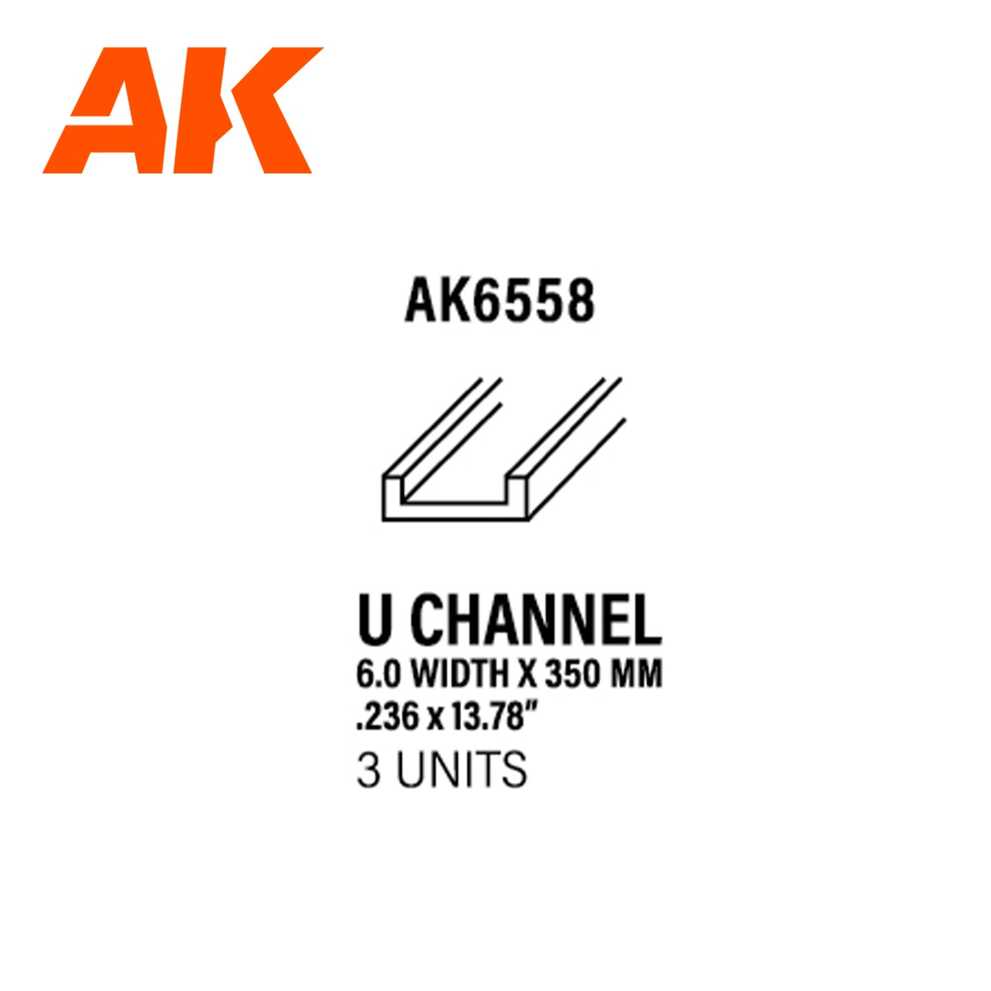 U Channel 6.0 width x 350mm – STYRENE U CHANNEL – (3 units) - vista 3 - AK