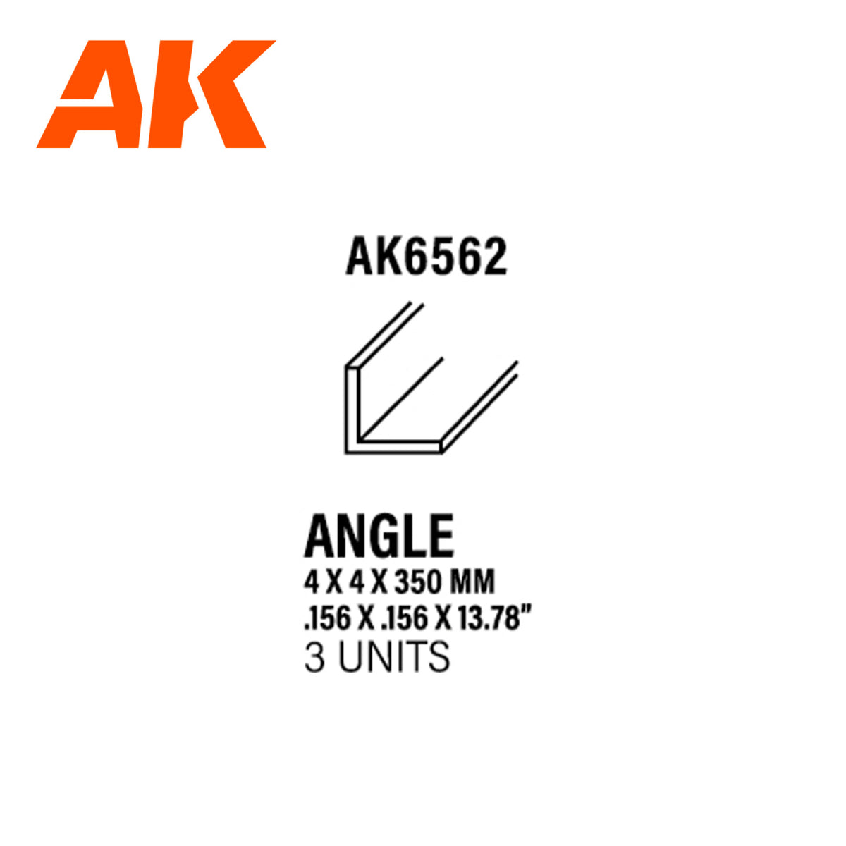 Angle 4.0 x 4.0 x 350mm – STYRENE ANGLE – (3 units) - vista 3 - AK