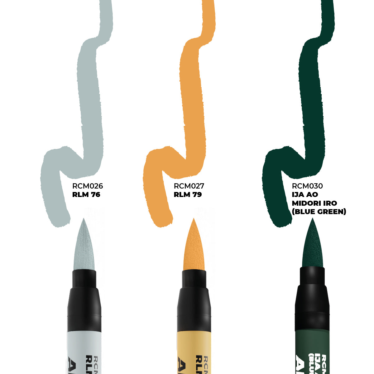 WWII AXIS AIRCRAFT SQUIGGLE CAMOUFLAGE COLORS - RC MARKERS SET - vista 2 - AK