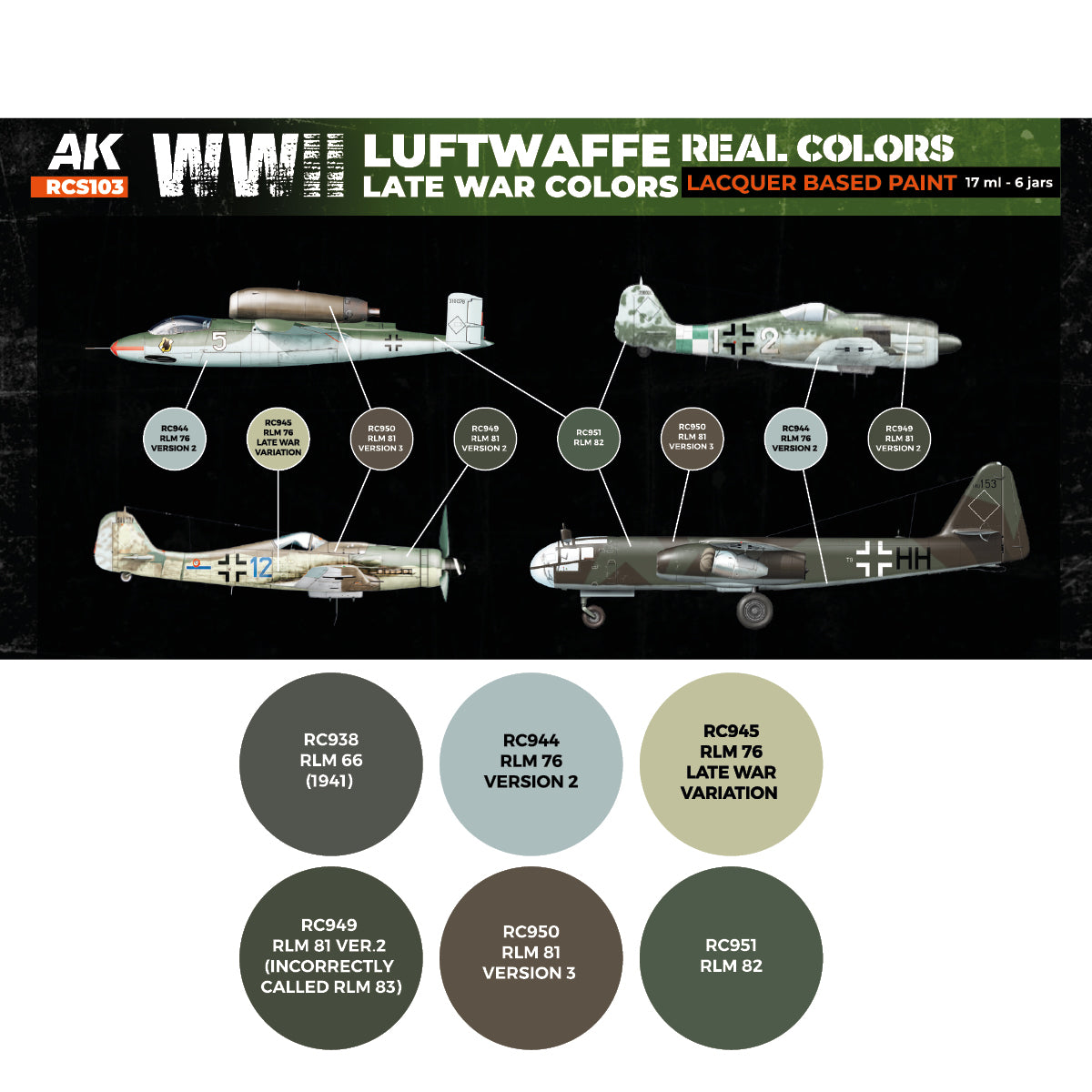 WWII Luftwaffe Late War Colors SET - vista 2 - AK