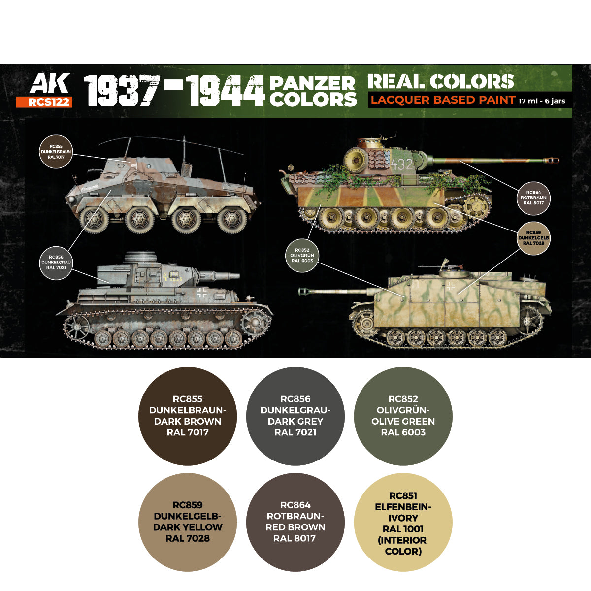 1937-1944 Panzer Colors SET - vista 2 - AK