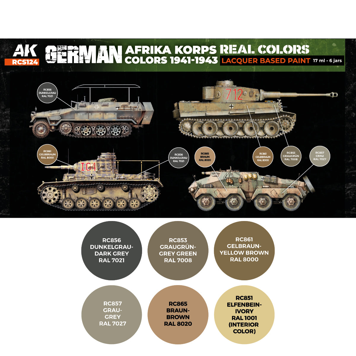 German Afrika Korps Colors 1941-1943 SET - vista 2 - AK