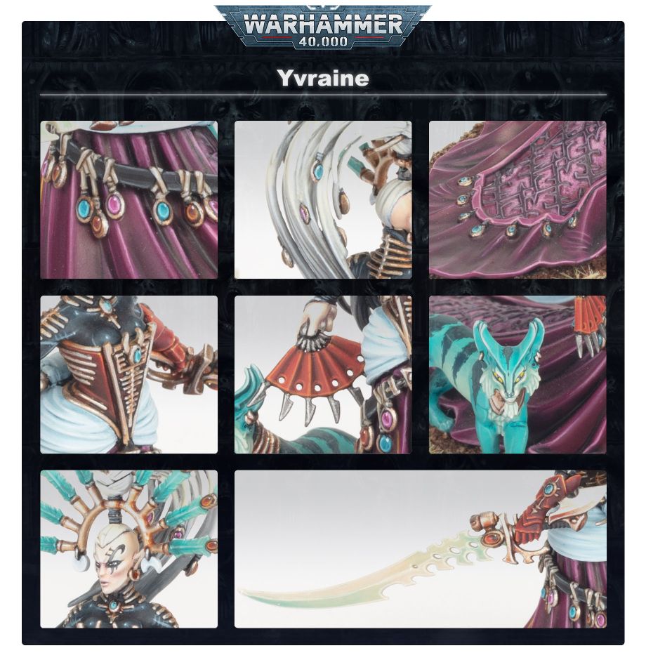 Yvraine - detalle de la miniatura y su familiar Gyrinx