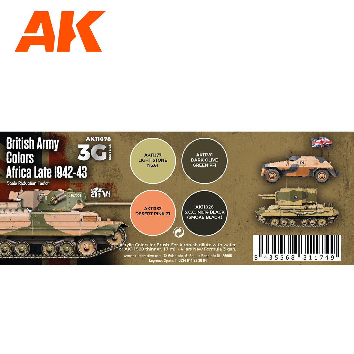 COLORES DEL EJÉRCITO BRITÁNICO, ÁFRICA FINALES DE 1942-43