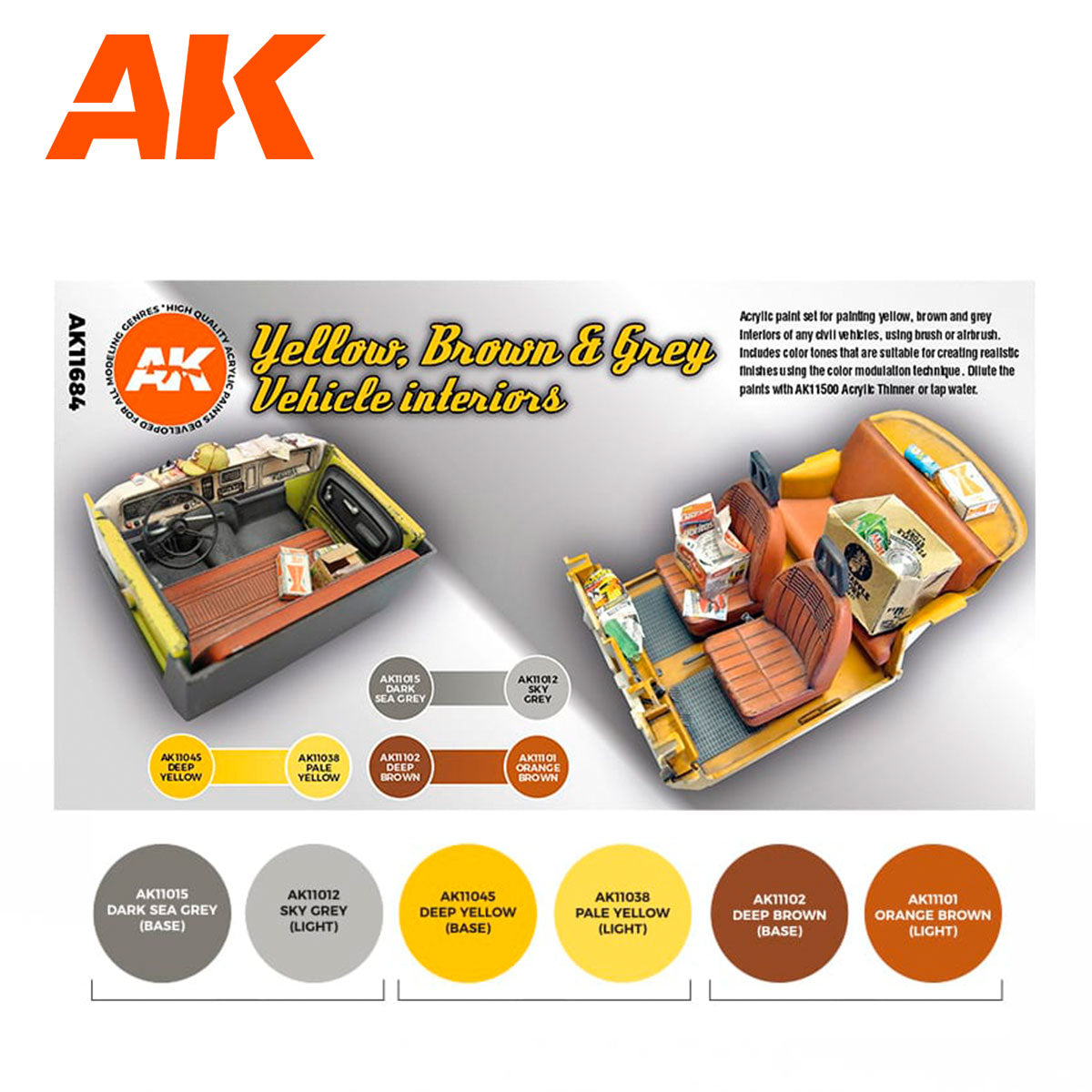 YELLOW, BROWN & GREY VEHICLE INTERIORS