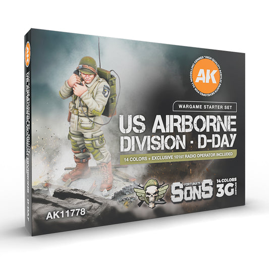 US AEROTRANSPORTADA DIVISION, DIA-D WARGAME SET INICIACION 14 COLORES & 1 FIGURA (EXCLUSIVO 101ST OPERADOR RADIO)
