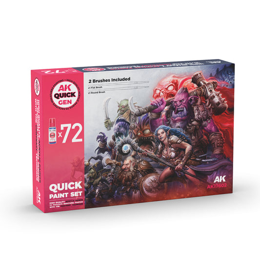 QUICK PAINT SET-72 QUICK GEN (+2 MEDIUM 18ML +2 FREE BRUSHES)