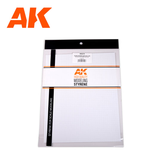 Square Pavement Brick Big 5 MM / .196  Sheet 245 x 195mm / 9.64 x 7.68 “  TEXTURED STYRENE SHEET – 1 Unit