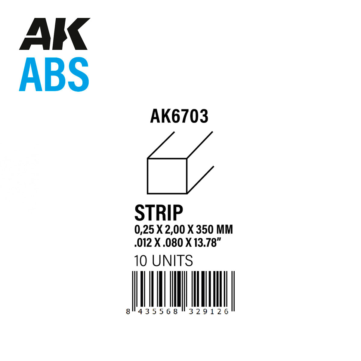 Strips 0.25 x 2.00 x 350mm – ABS STRIP – 10 units per bag / por bolsa