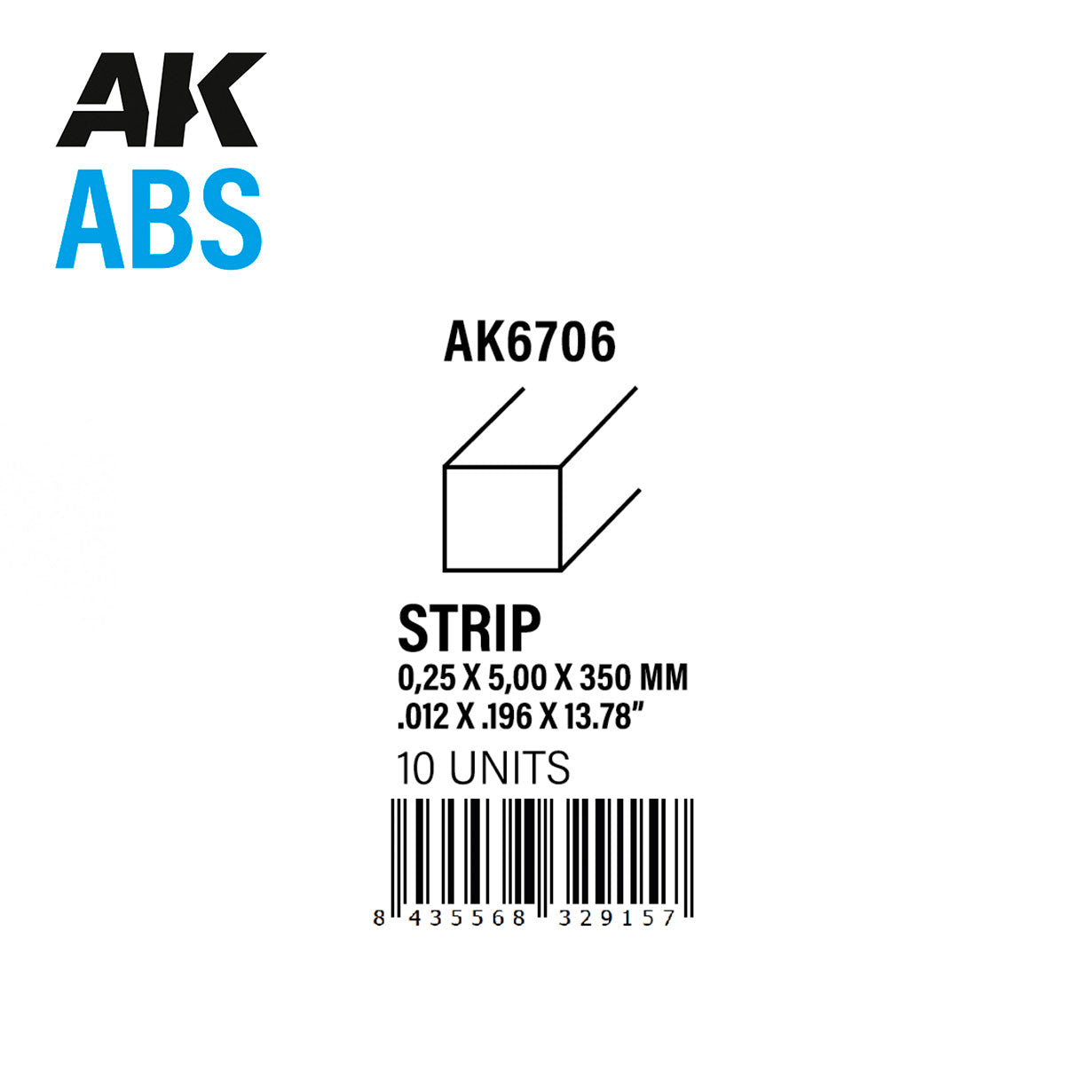 Strips 0.25 x 5.00 x 350mm – ABS STRIP – 10 units per bag / por bolsa