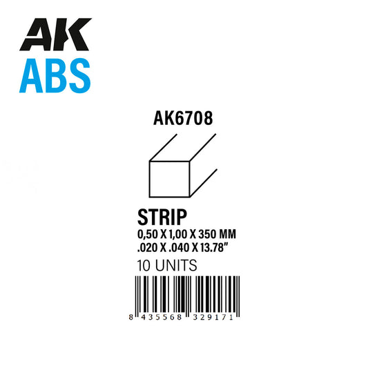 Strips 0.50 x 1.00 x 350mm – ABS STRIP – 10 units per bag / por bolsa - vista 2 - AK
