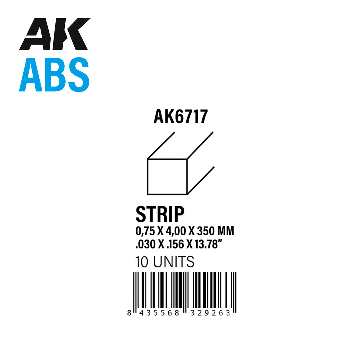 Strips 0.75 x 4.00 x 350mm – ABS STRIP – 10 units per bag / por bolsa