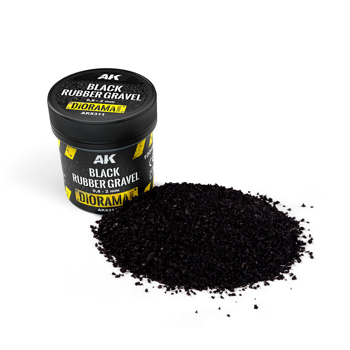 BLACK RUBBER GRAVEL 0,8-2MM - AK Interactive AK8311