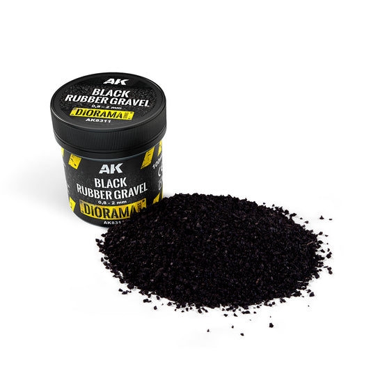BLACK RUBBER GRAVEL 0,8-2MM - AK Interactive AK8311