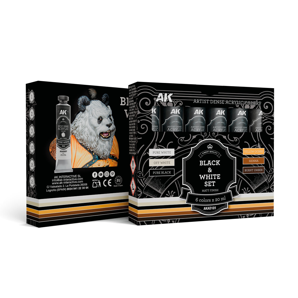 BLACK & WHITE SET – ARTISTIC DENSE ACRYLIC COLOR - AK