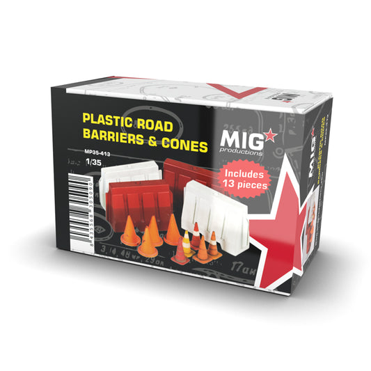 PLASTIC ROAD BARRIERS & CONES 1:35