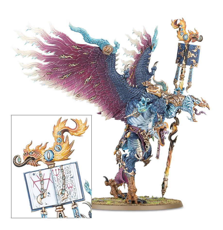 Kairos Tejedestinos detalle cabeza y báculo — Chaos Daemons / Disciples of Tzeentch