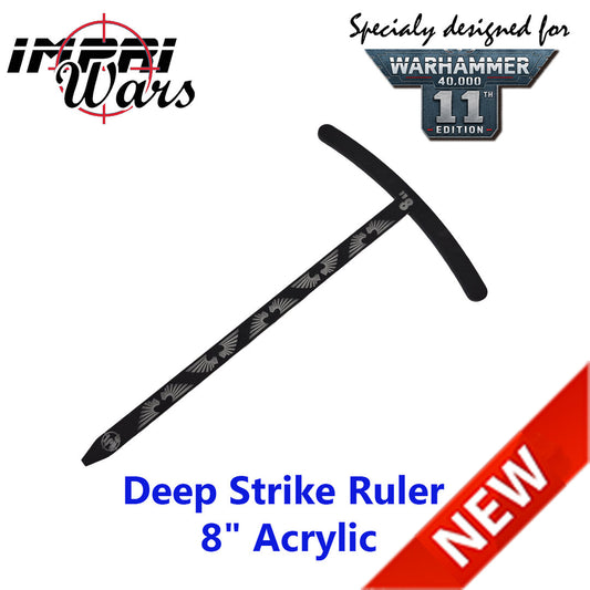Regla Deep Strike de 8" en metacrilato negro para Despliegue Rápido de Warhammer 40.000 - ImpriWars
