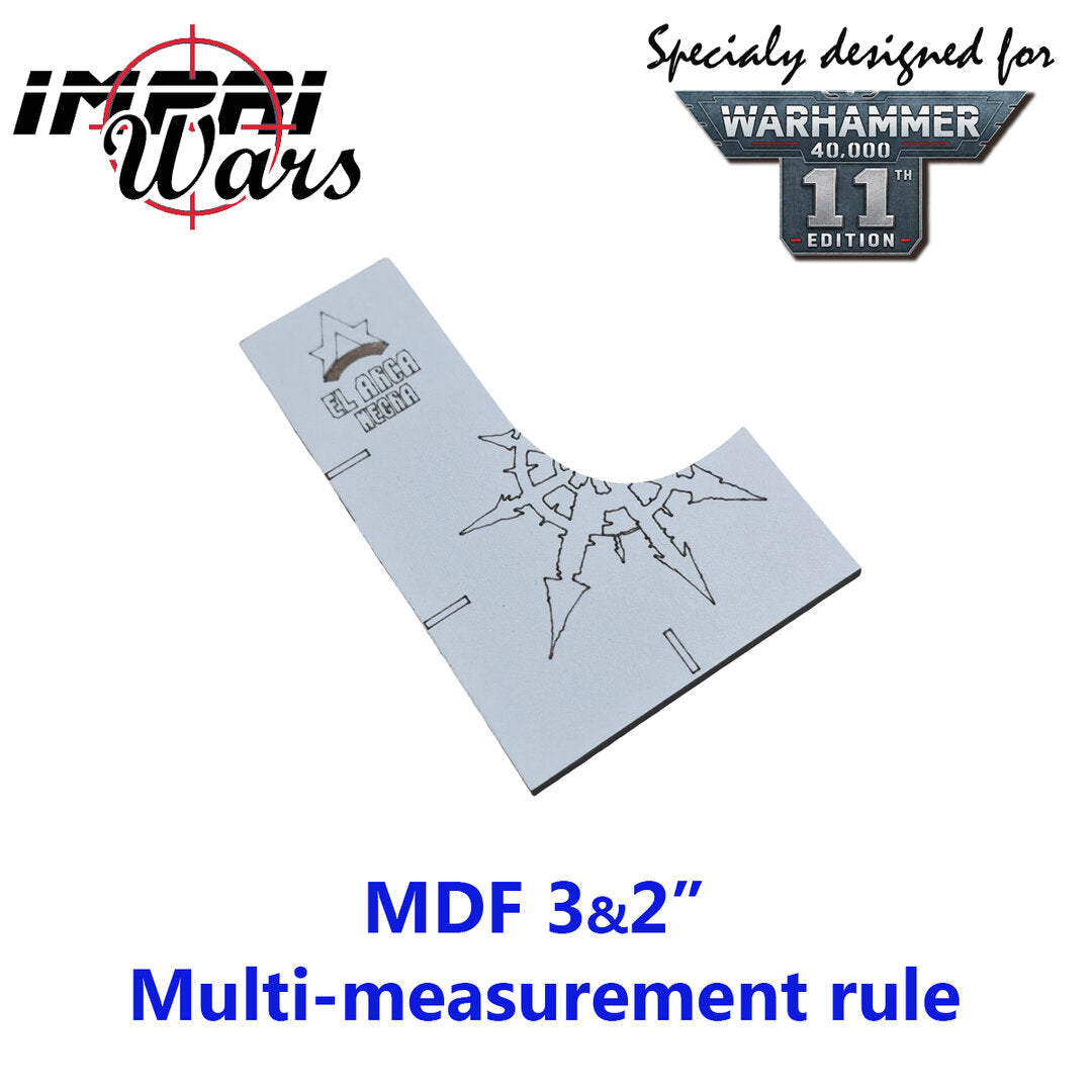 Regla MDF multimedida 3" y 2" decoración Caos